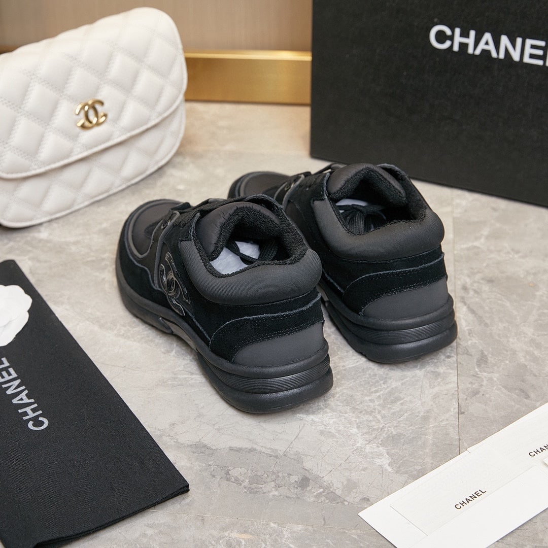 Chanel Suede Reflective Sneakers Black