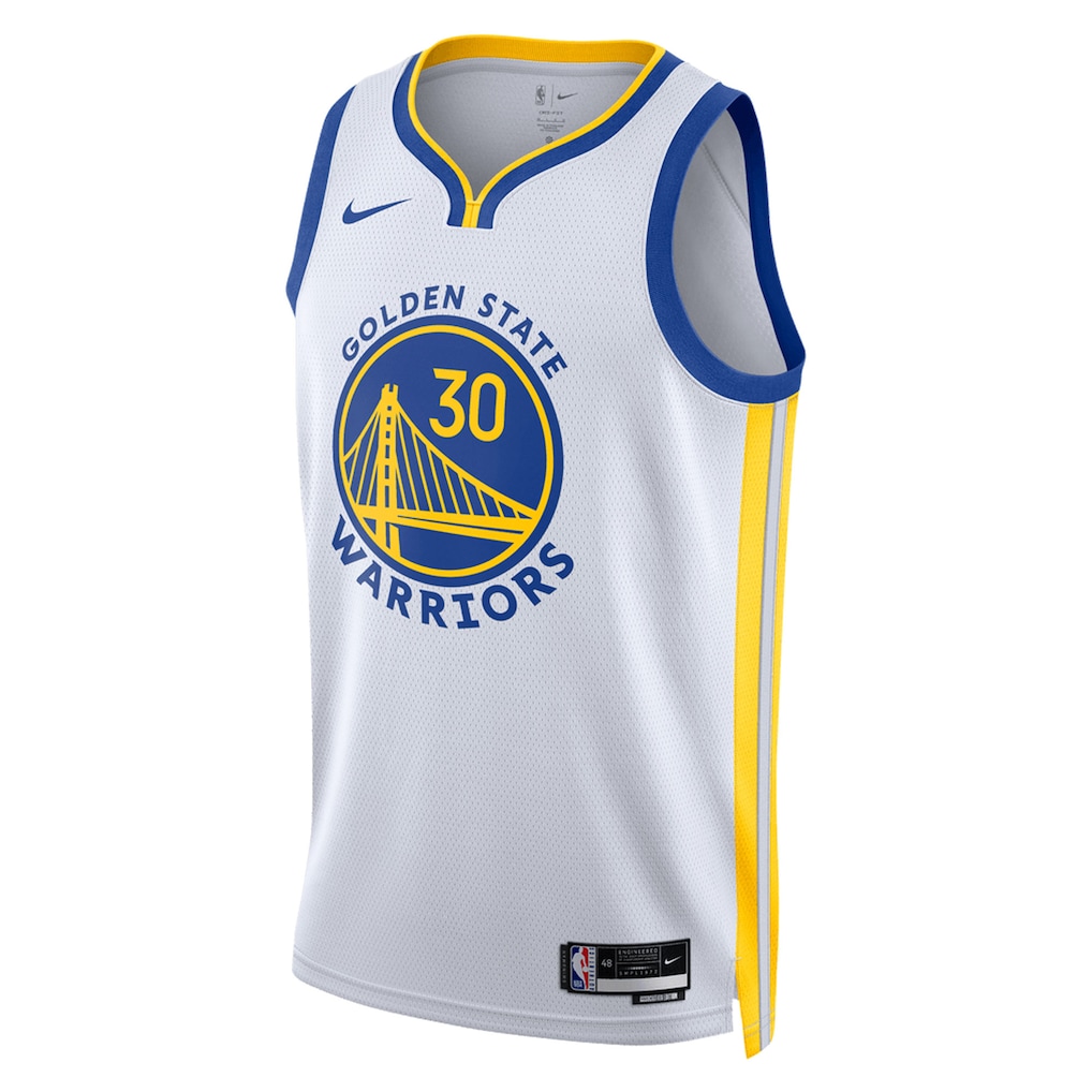 Unisex Golden State Warriors Stephen Curry Nike Royal Swingman Jersey - Icon Edition-White