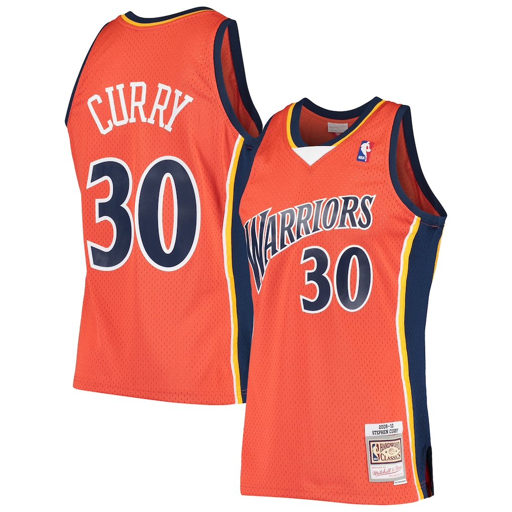 Men's Golden State Warriors Stephen Curry Mitchell & Ness Orange Hardwood Classics Swingman Jersey
