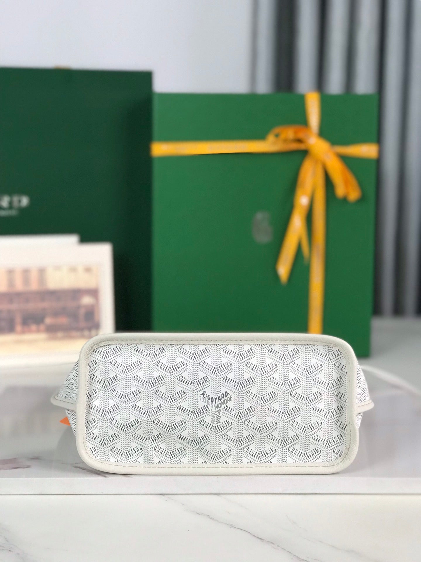 Goyard Anjou Mini Bag 20cm White Calfskin And Goyardine Canvas