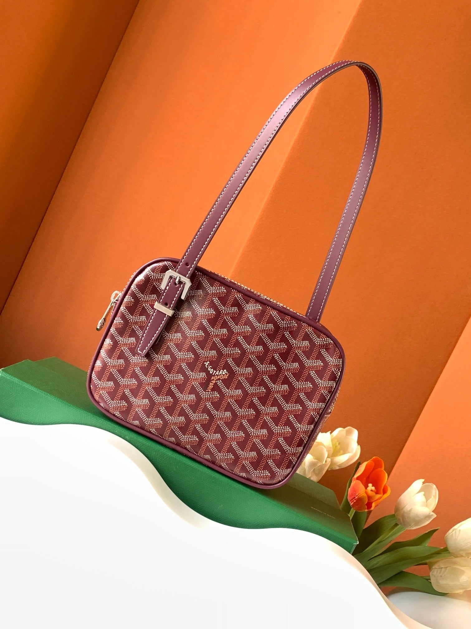 Goyard Yona Bag Coated MM 21Cm Burgundy Canvas