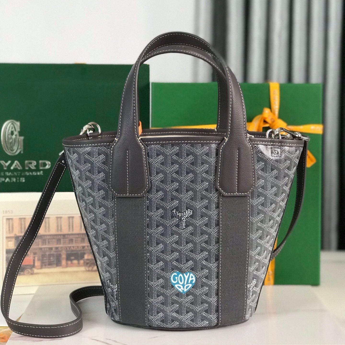 Goyard Small Belharra 24 Cm Gray Goyardine Canvas And Lambskin