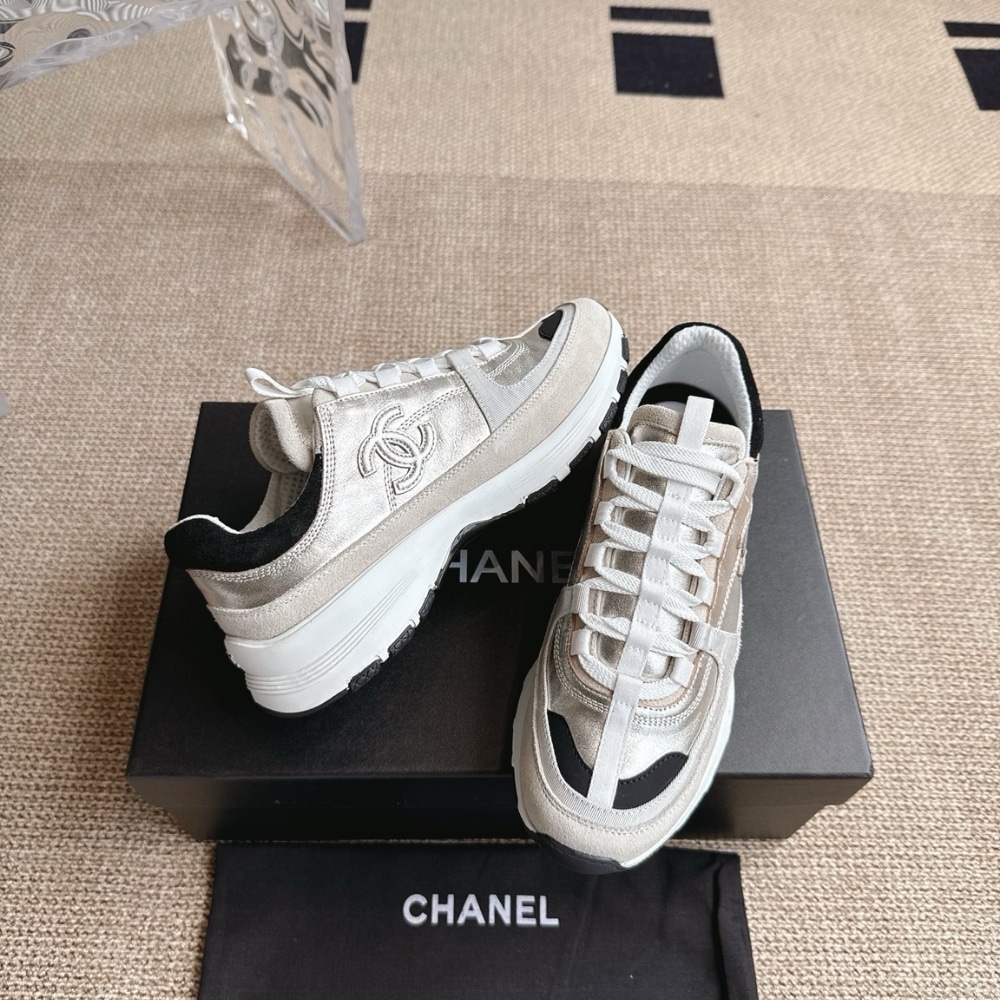 Chanel Sneaker Light Gold Light Gray And Black G46609 B21320 U2404