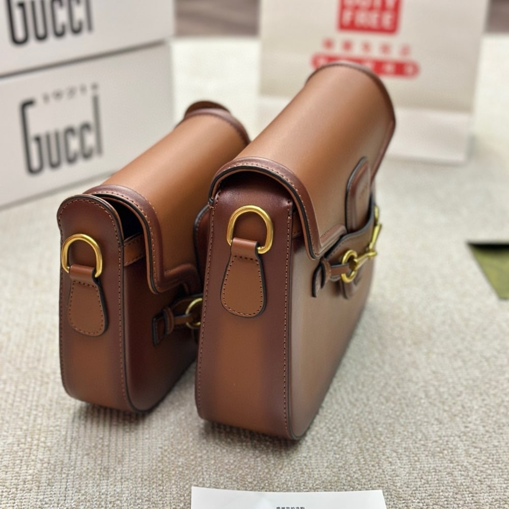 Gucci Lady Web Hand Stained Leather Shoulder Bag In Brown 25Cm 380573 B012A 2574