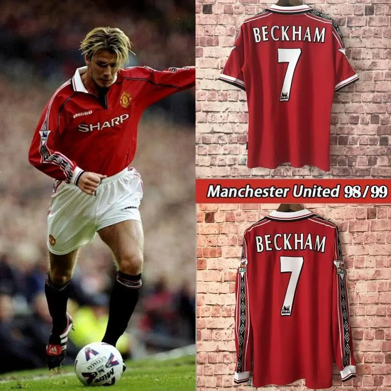 Retro 1998-99 Manchester United home BECKHAM GIGGS KEANE SHERINGHAM  Football jersey retro