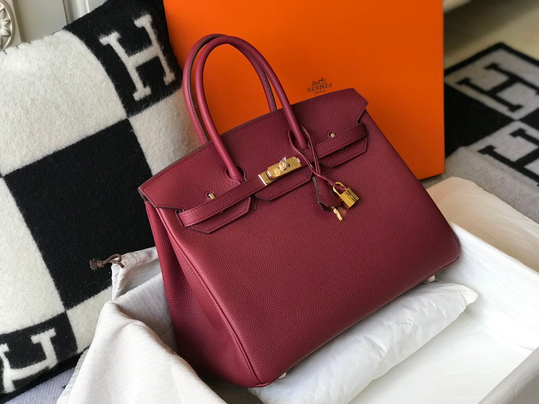 Hermes Birkin 35Cm Burgundy Togo Leather Gold Hardware
