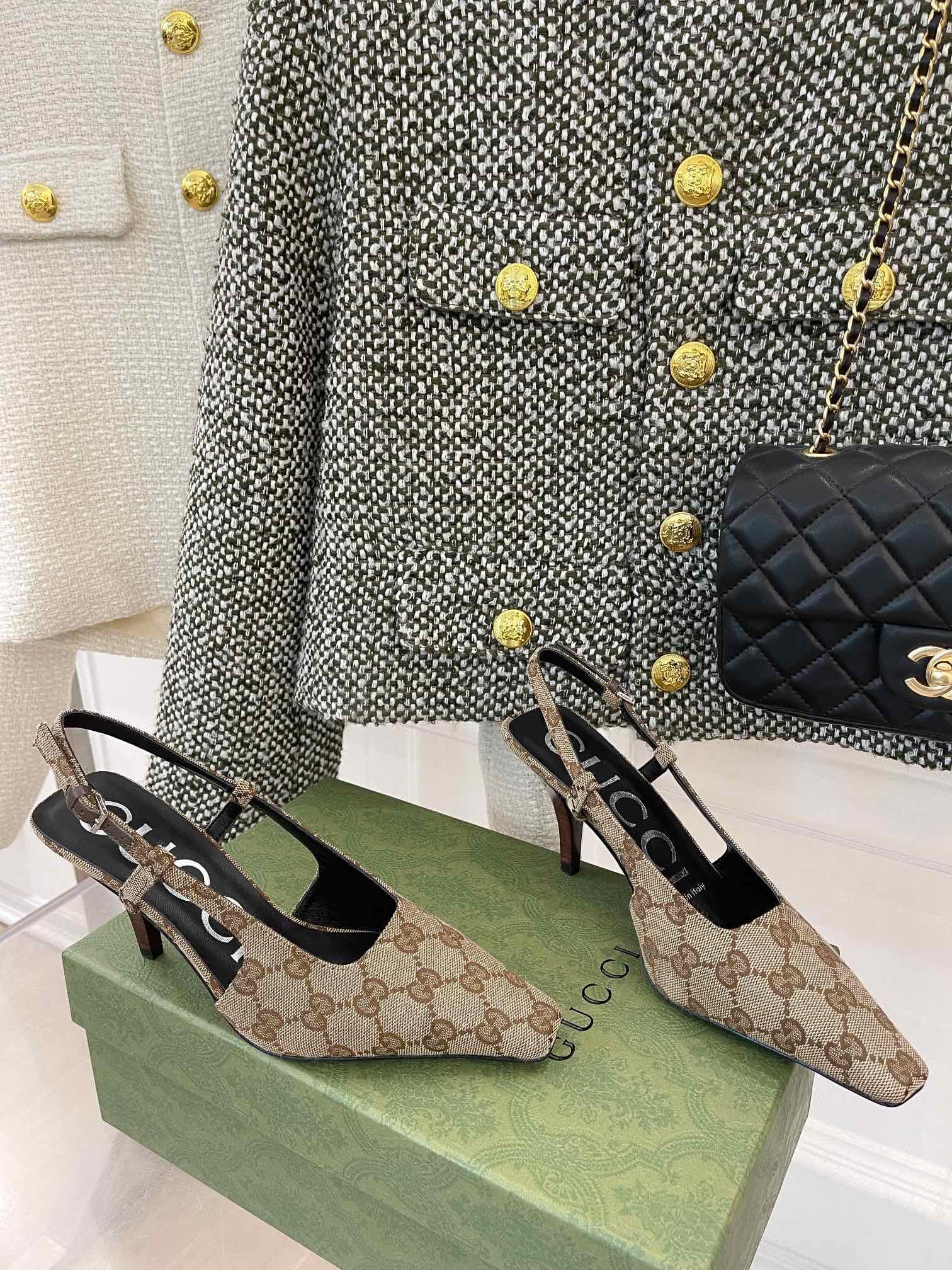 Gucci Women?S Gg Slingback Pump Beige ?675420 Ky980 9763