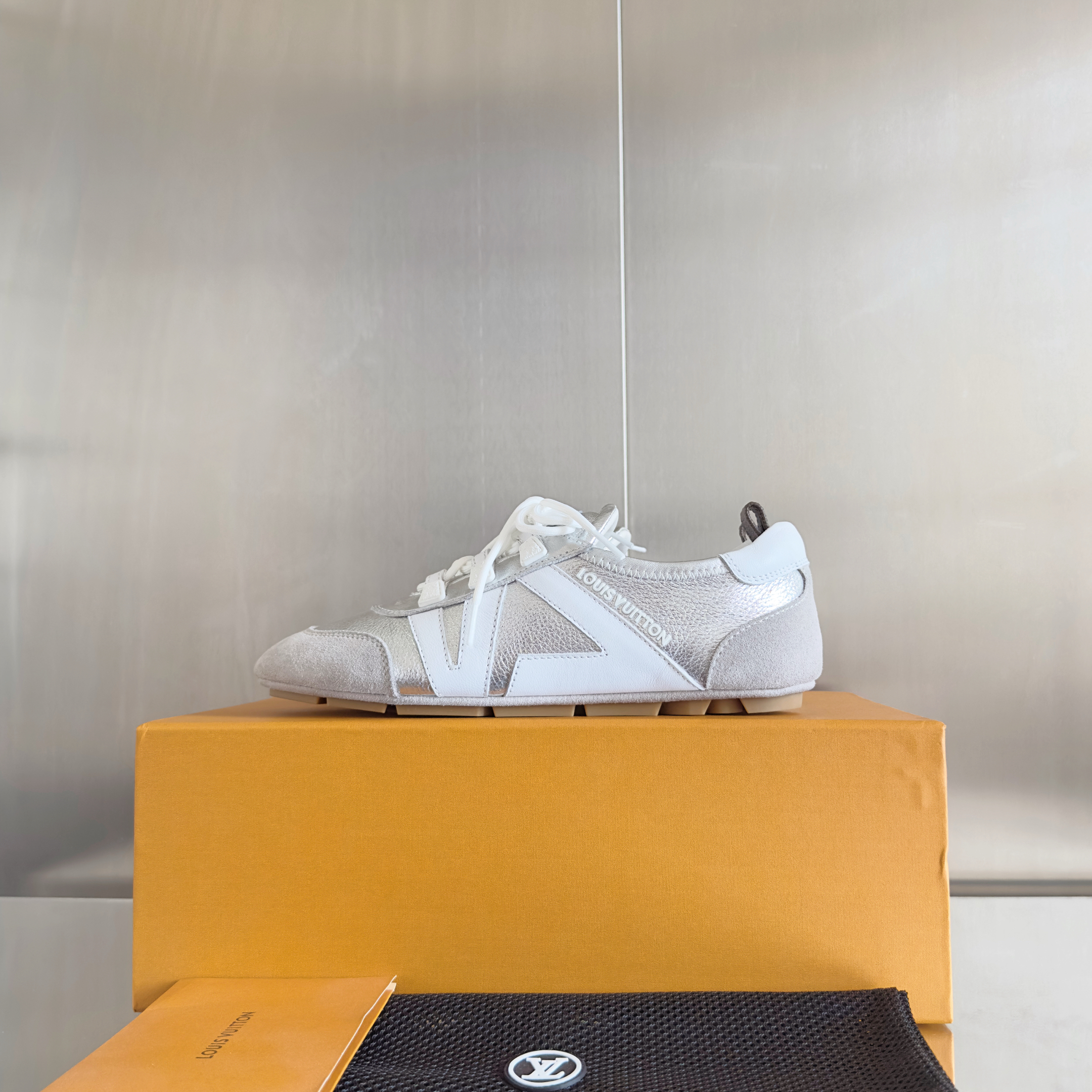 Louis Vuitton Sneakerina Silver White – Women’s Slim Sneakers