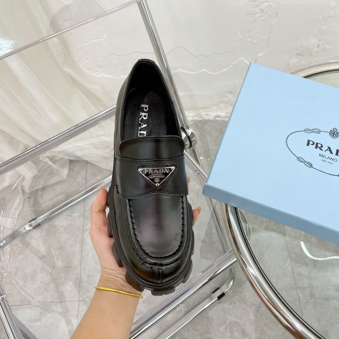 Prada Monolith Brushed Leather Loafers Black 2De129 B4L F0002