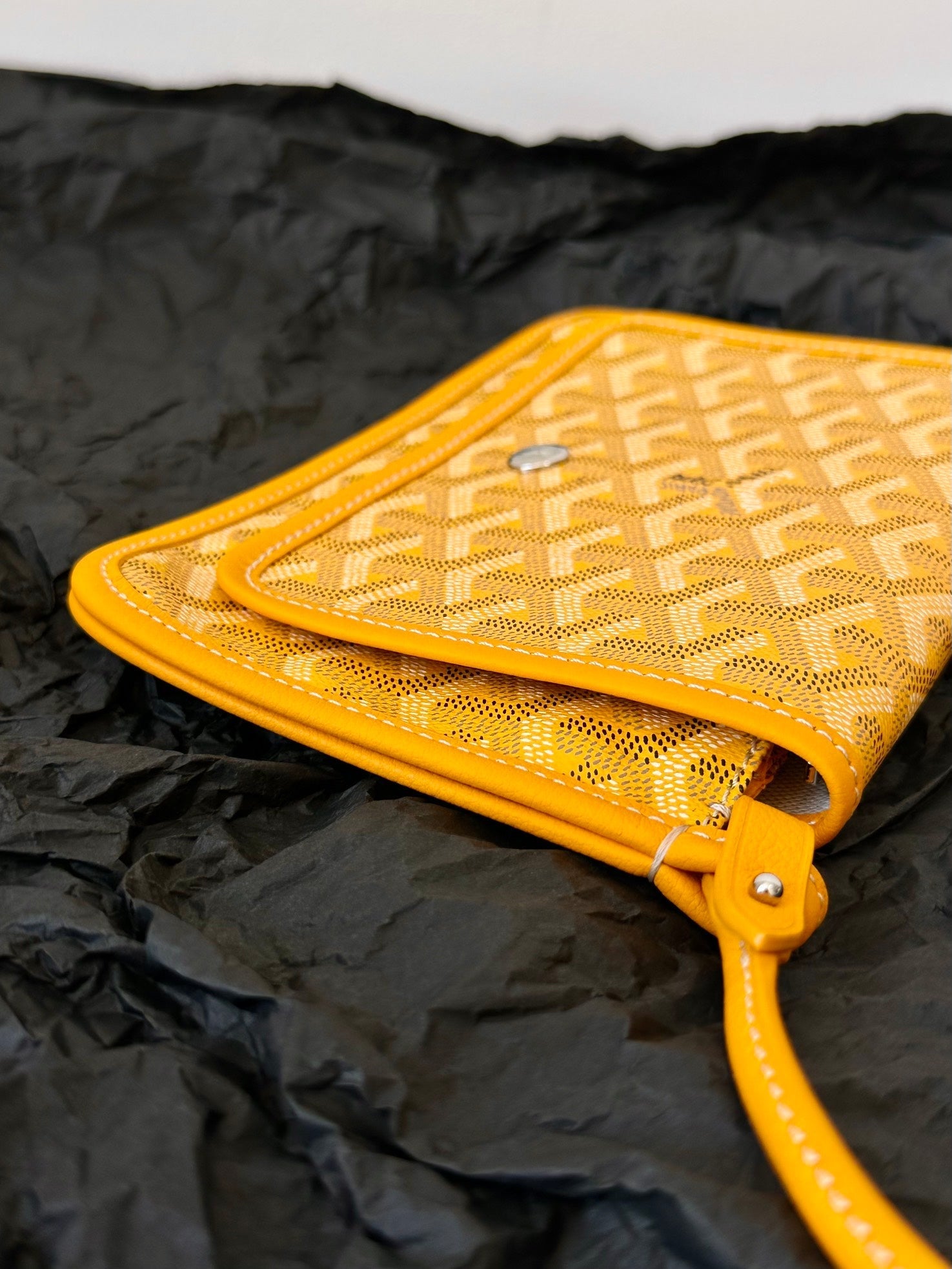 Goyard Plumet Pocket Wallet 20cm Yellow Goyardine Canvas And Lambskin Trim