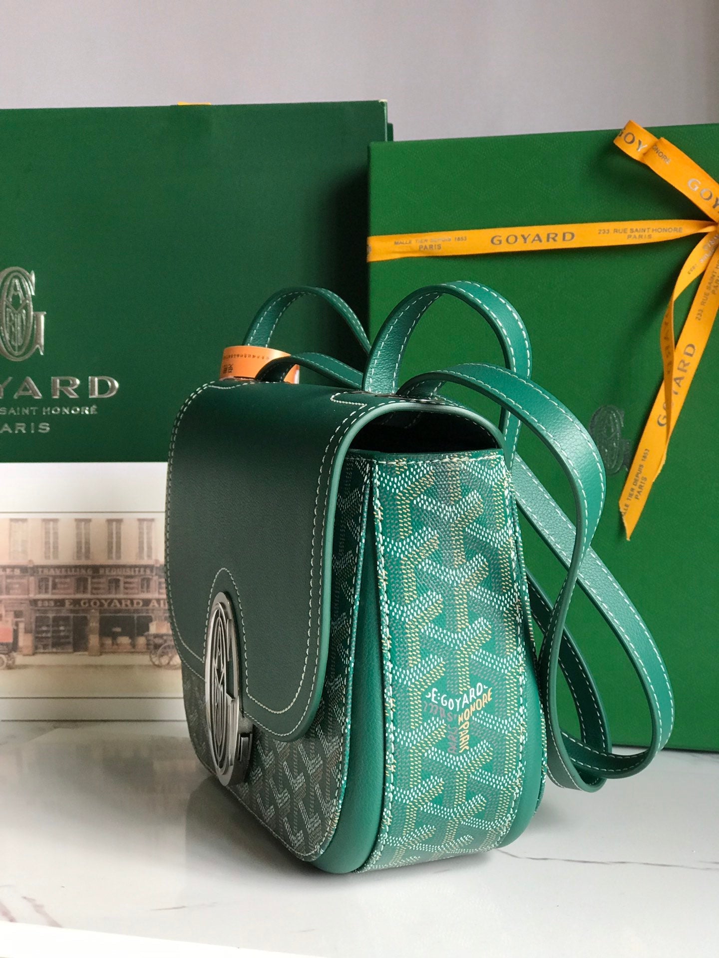 Goyard 233 Bag 25 Cm Green Calfskin And Goyardine Canvas 25cm