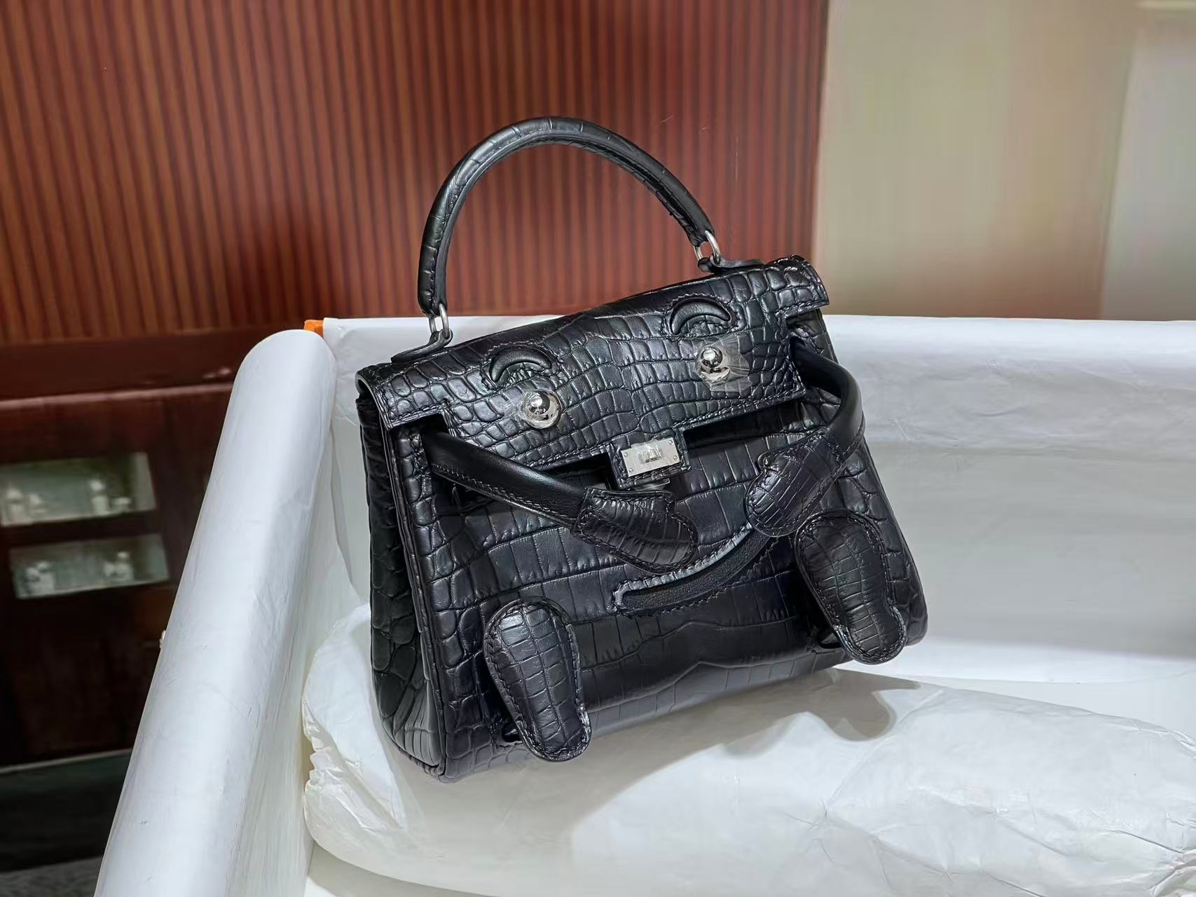 Kellly doll bag  crocodile leather custom