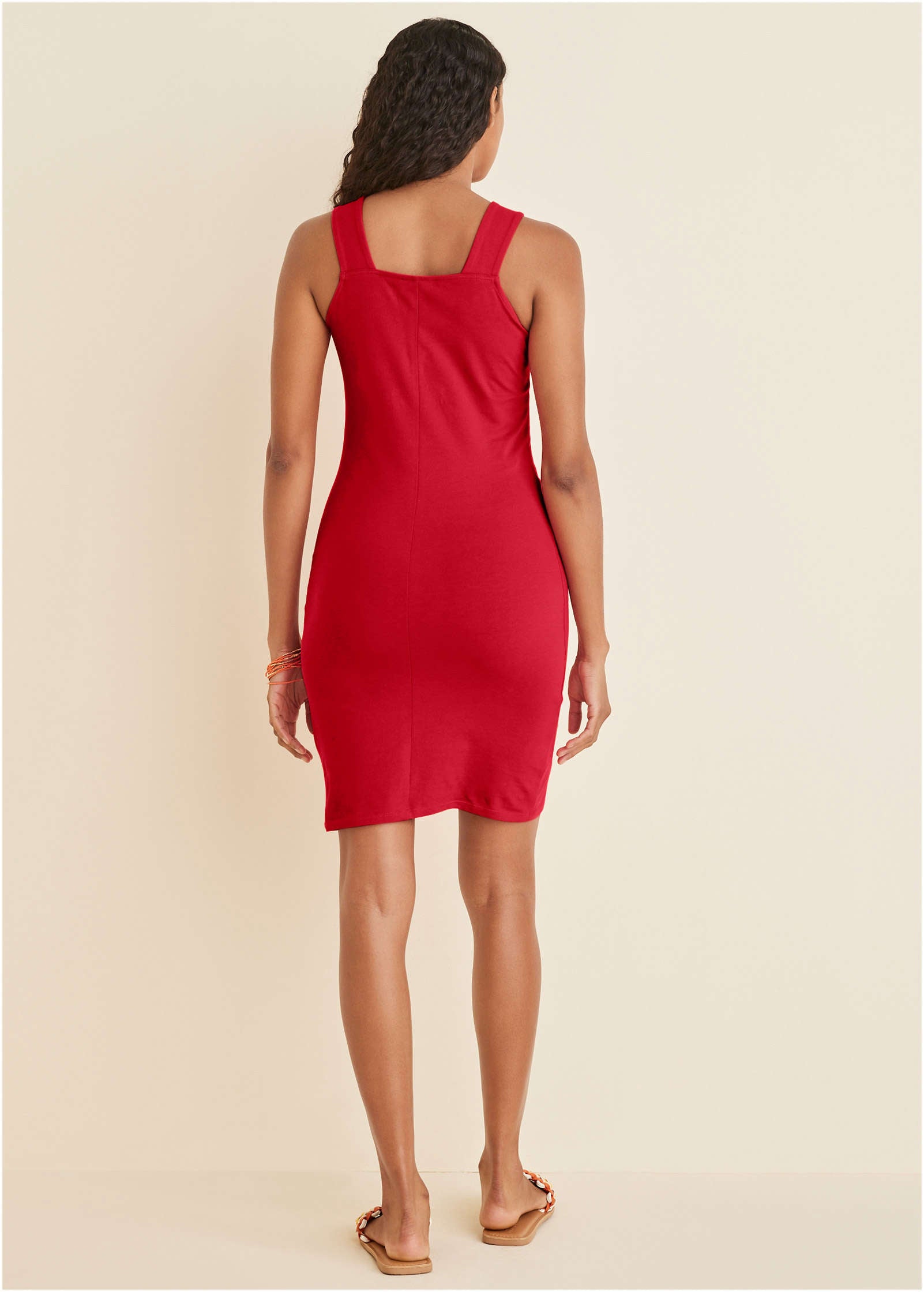 Square Neck Tank Dress – Red