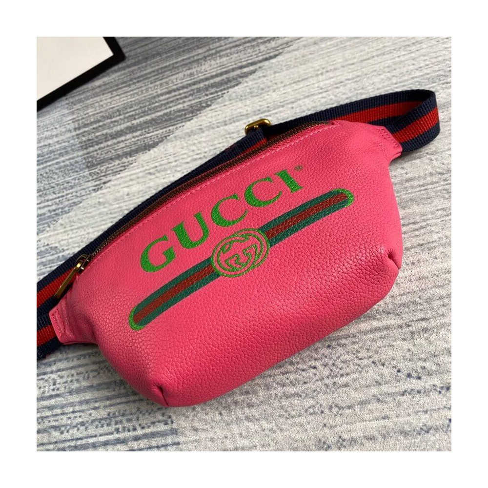 Gucci Print Small Belt Bag Waist Body Rose Red