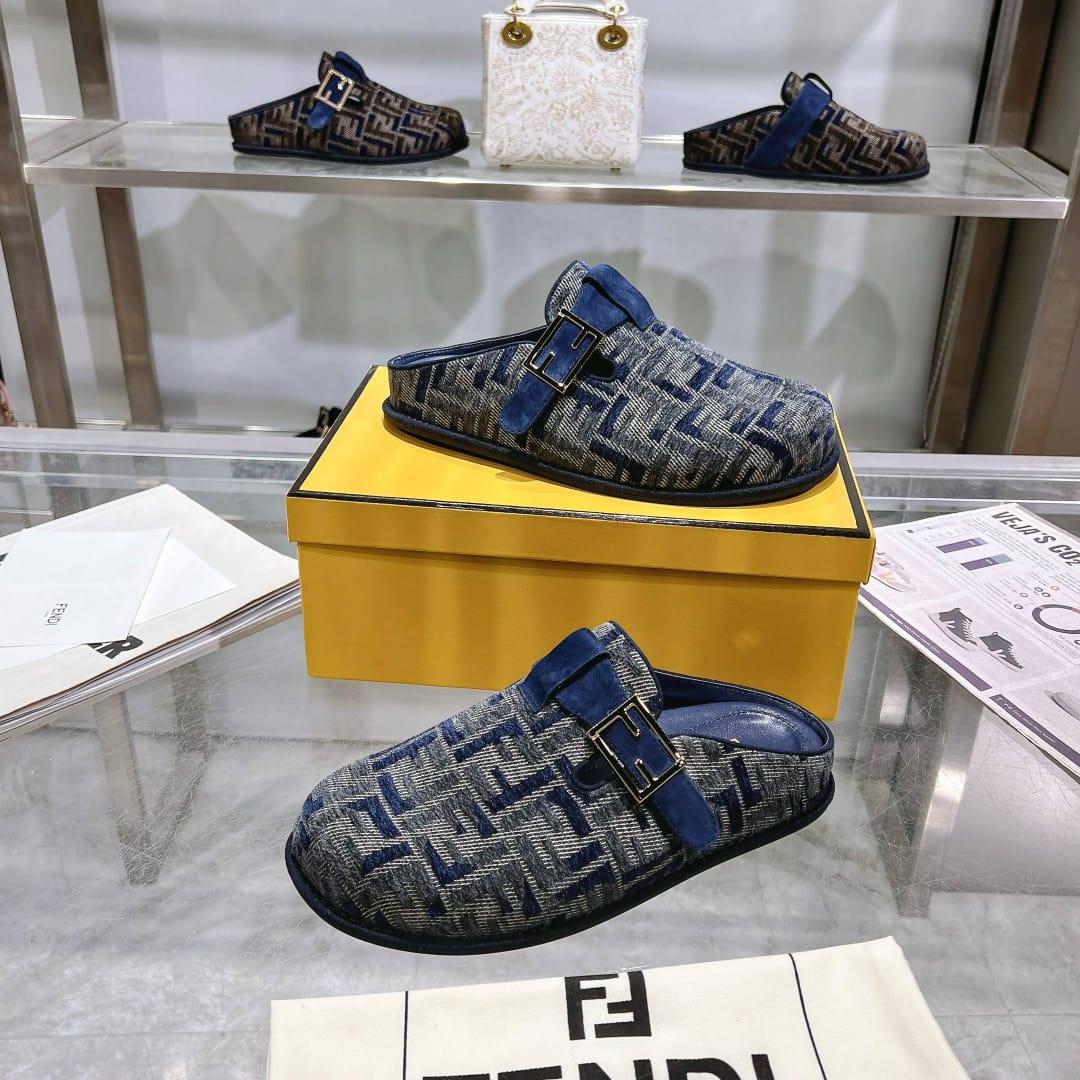 Fendi Feel Ff Mules Denim Blue 8r8448akzpf1pz7
