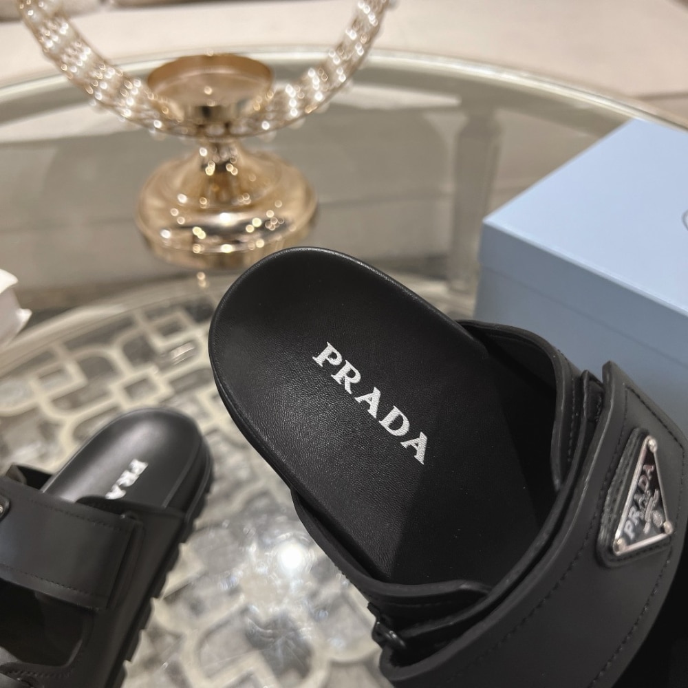 Prada Leather Strap Sandals Black 2X3129 3Lem F0002