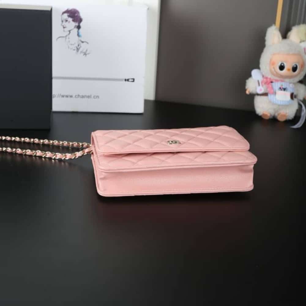 Chanel Classic Wallet On Chain Gold Light Pink 19Cm Ap0250 Y33352 Ng120
