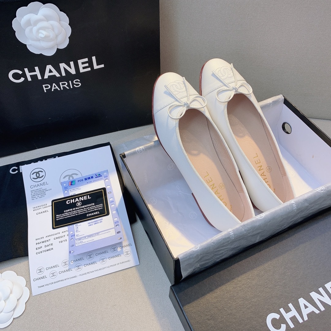 Chanel Classic Women’S Ballet White Sandals