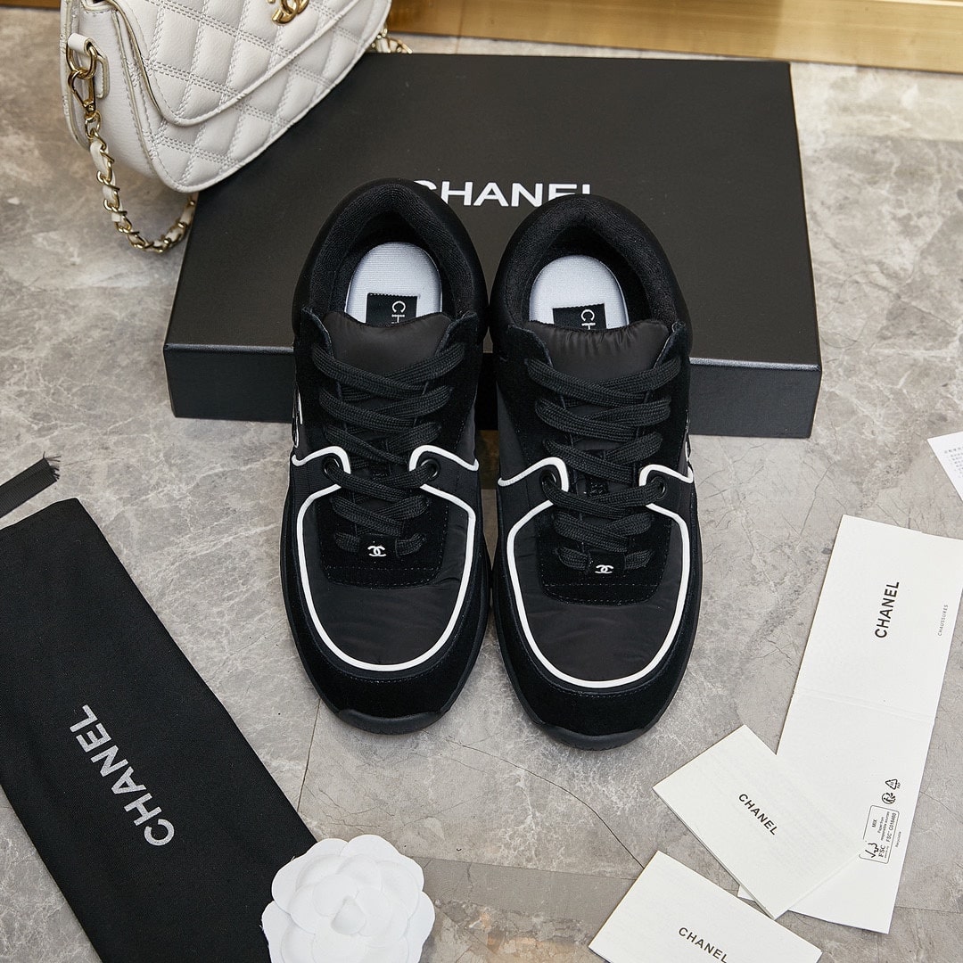 Chanel Suede Reflective Sneakers Black