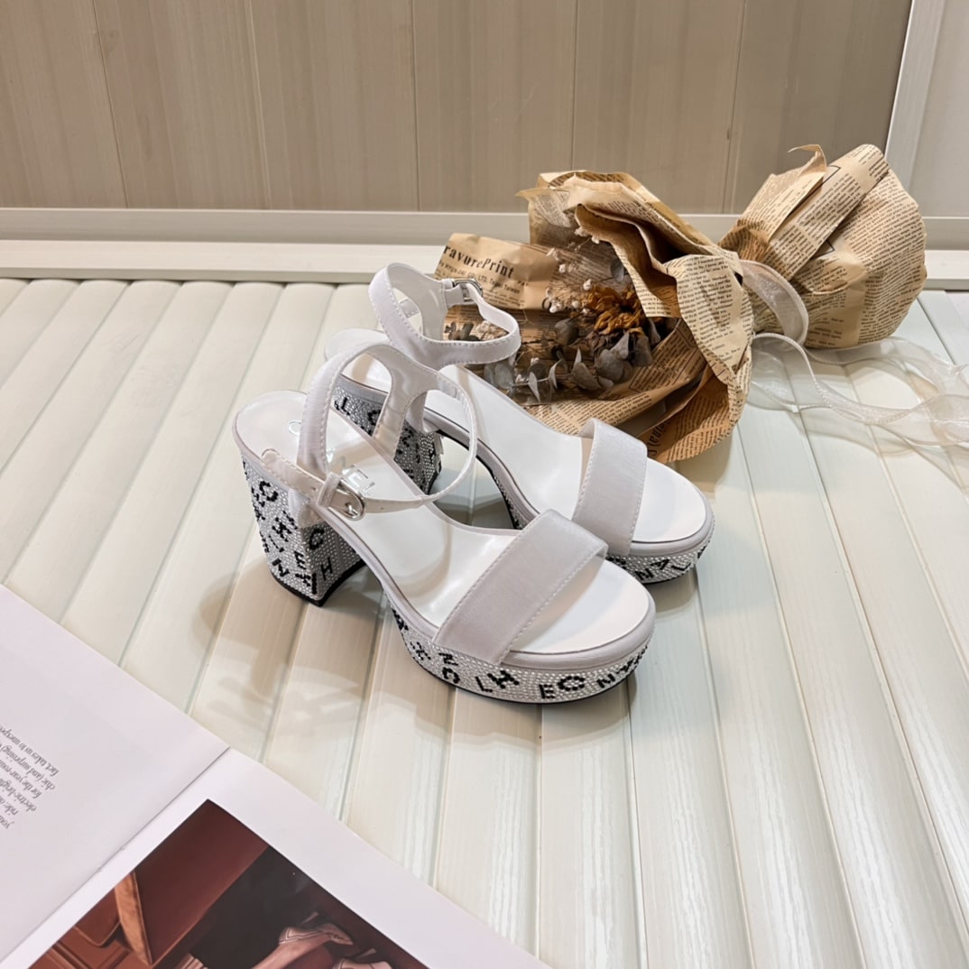 Chanel Sandal Pump Stone Beads Black Silver G45365 B15306