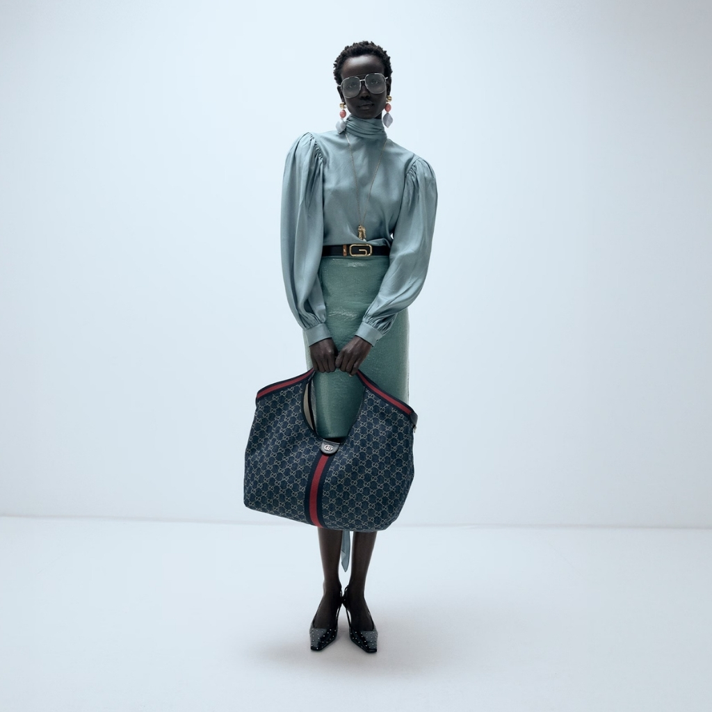 Gucci Giglio Large Tote Bag Blue And White GG Denim 60cm ‎853971 FAFFQ 8864