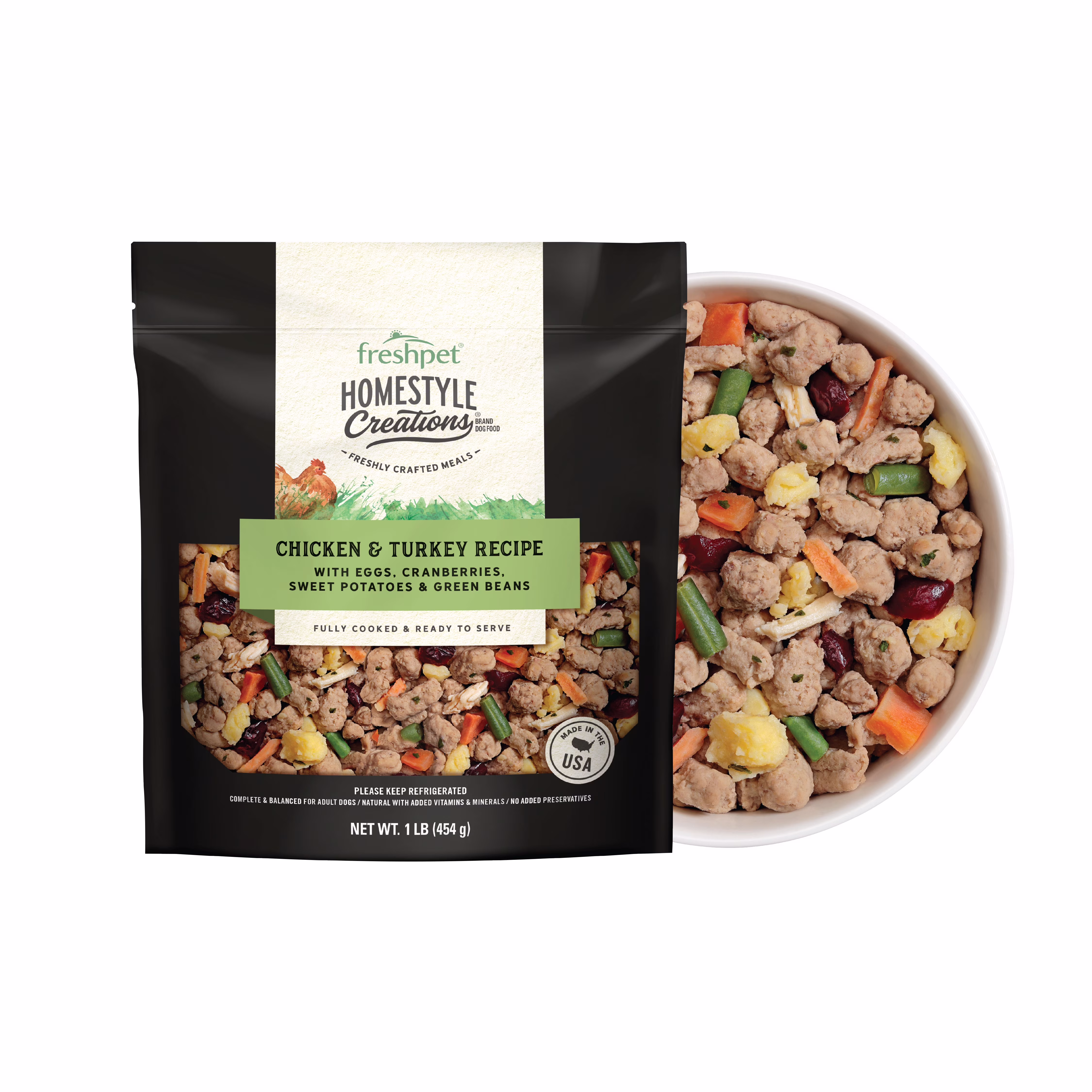 Freshpet Fresh Dog Food, Homestyle Creations, Chicken & Turkey Recipe, 1lb.