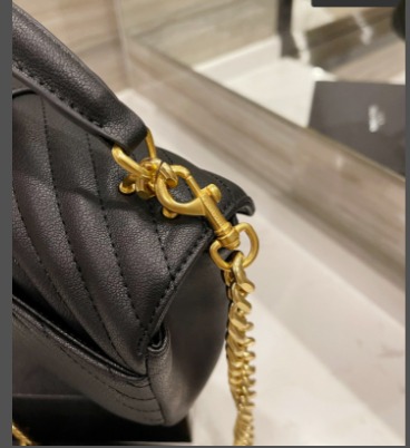 Ysl College Medium Chain In Quilted Leather Black Gold