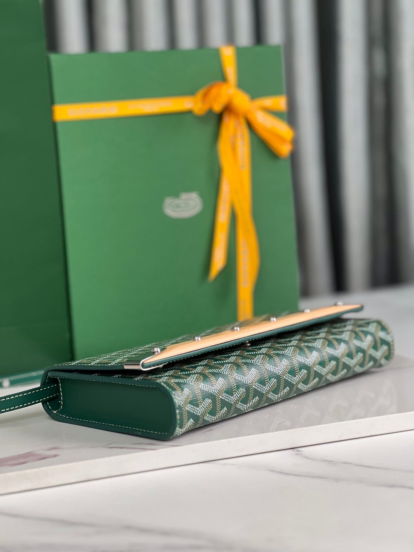 Goyard Monte-Carlo Pm Clutch 25cm Green Goyardine Canvas