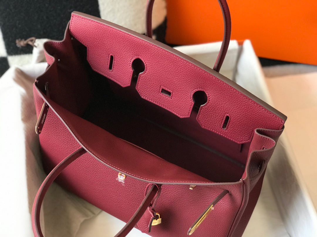 Hermes Birkin 35Cm Burgundy Togo Leather Gold Hardware