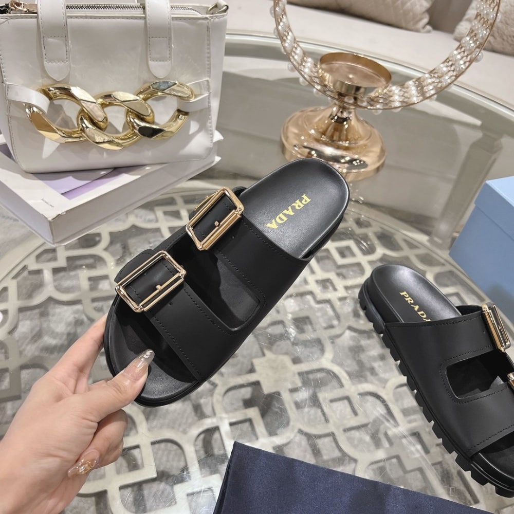 Prada Leather Strap Slides Black 1Xx692 3Lem F0002 F 020