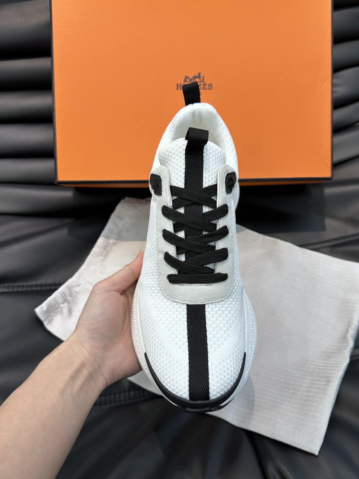 Hermes Heros Sneaker Black White H232985Zh90400