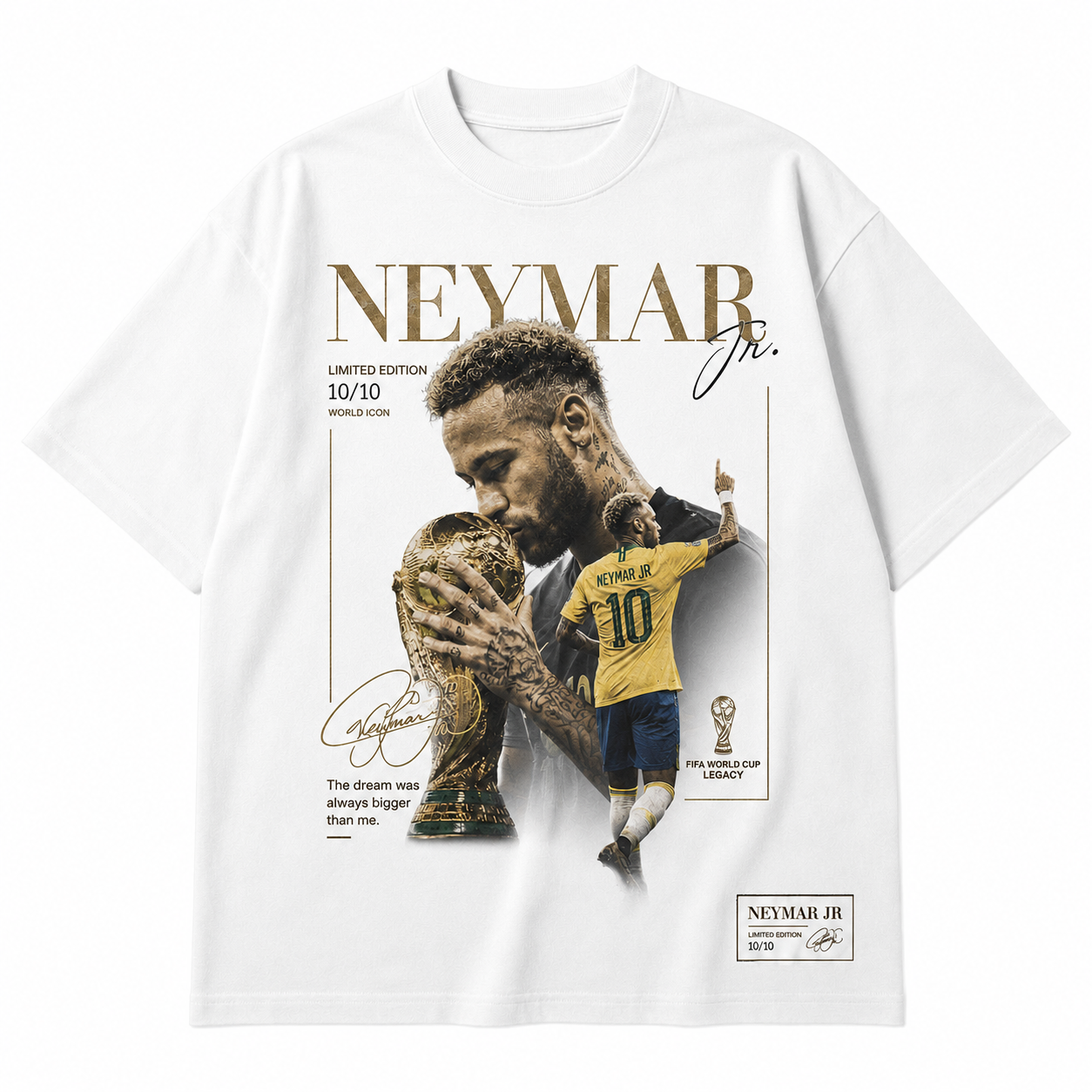 Neymar World Cup Printed T-Shirt  Unisex Loose Fit T-Shirt 100% Cotton Soft Comfortable Summer Casual Printed Top