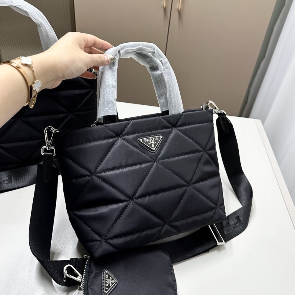 Prada Re Nylon Padded Tote Bag Black 23Cm
