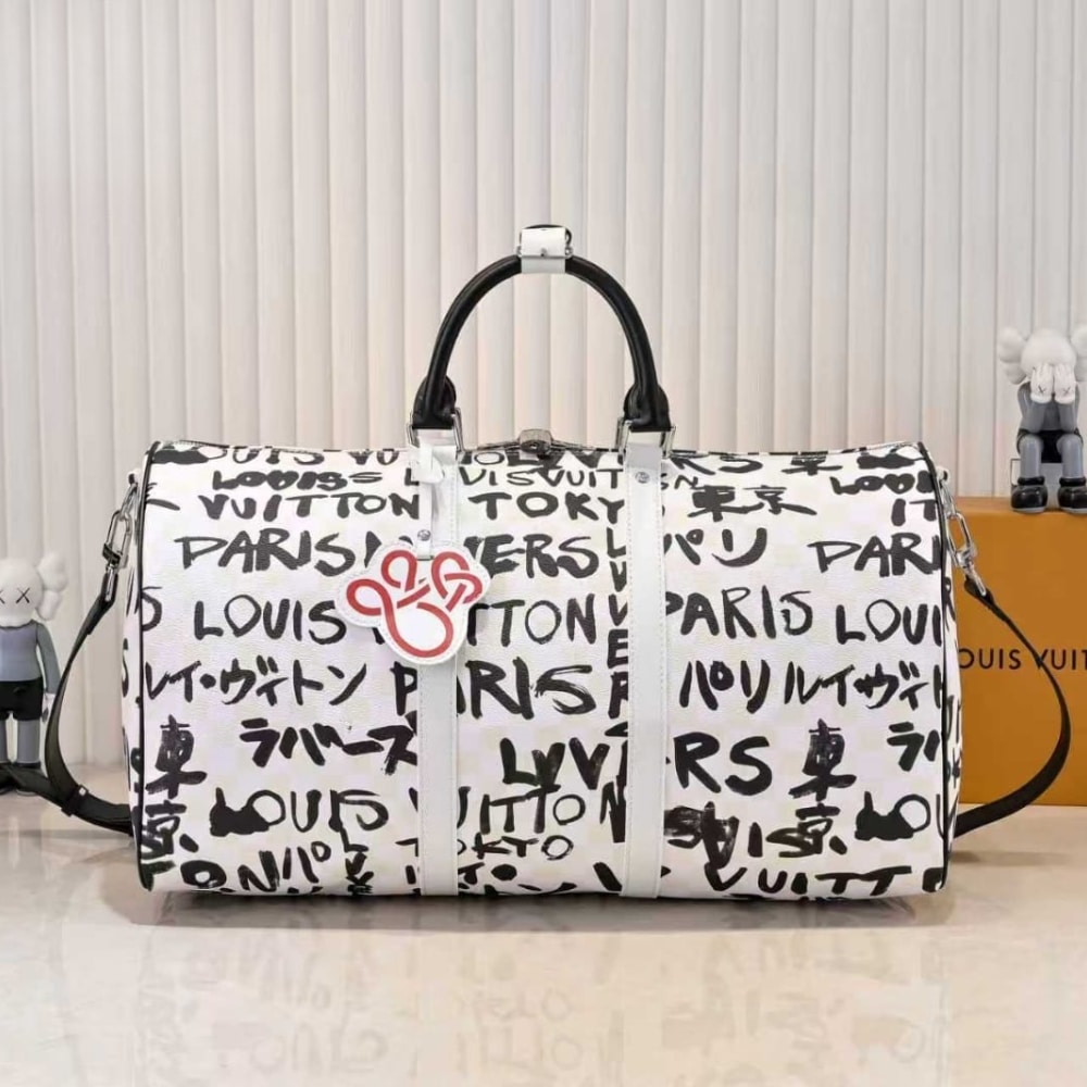 Louis Vuitton Keepall Bandoulière 50 Black And White 50cm N40804