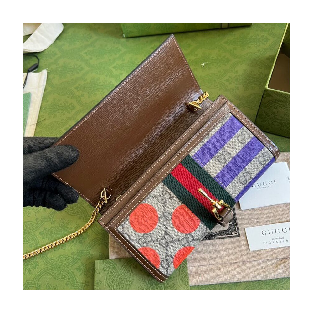 Gucci Jackie 1961 Chain Wallet With Geometric Print 19cm