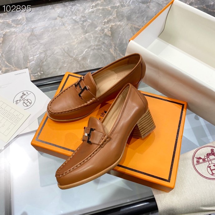 HERMES DAUPHINE 70 LOAFER BROWN
