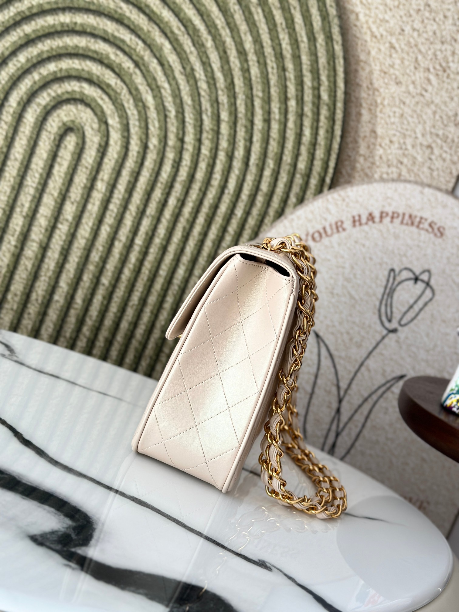 Classic Flap Maxi Jumbo in IvoryCream Quilted Lambskin with Light Gold Hardware