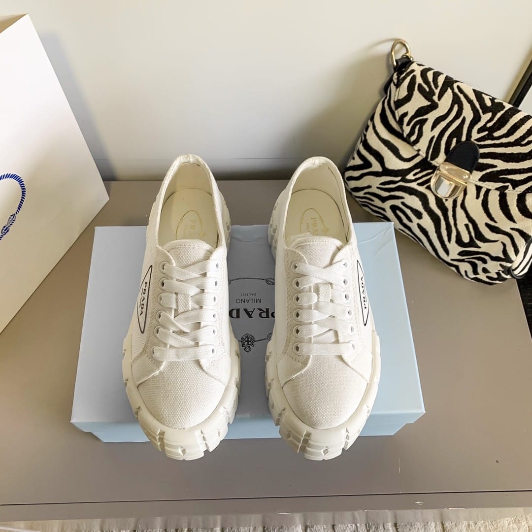 Prada Double Wheel Re Nylon Gabardine Sneaker White 1E260M 3Lfx F0009 F B050
