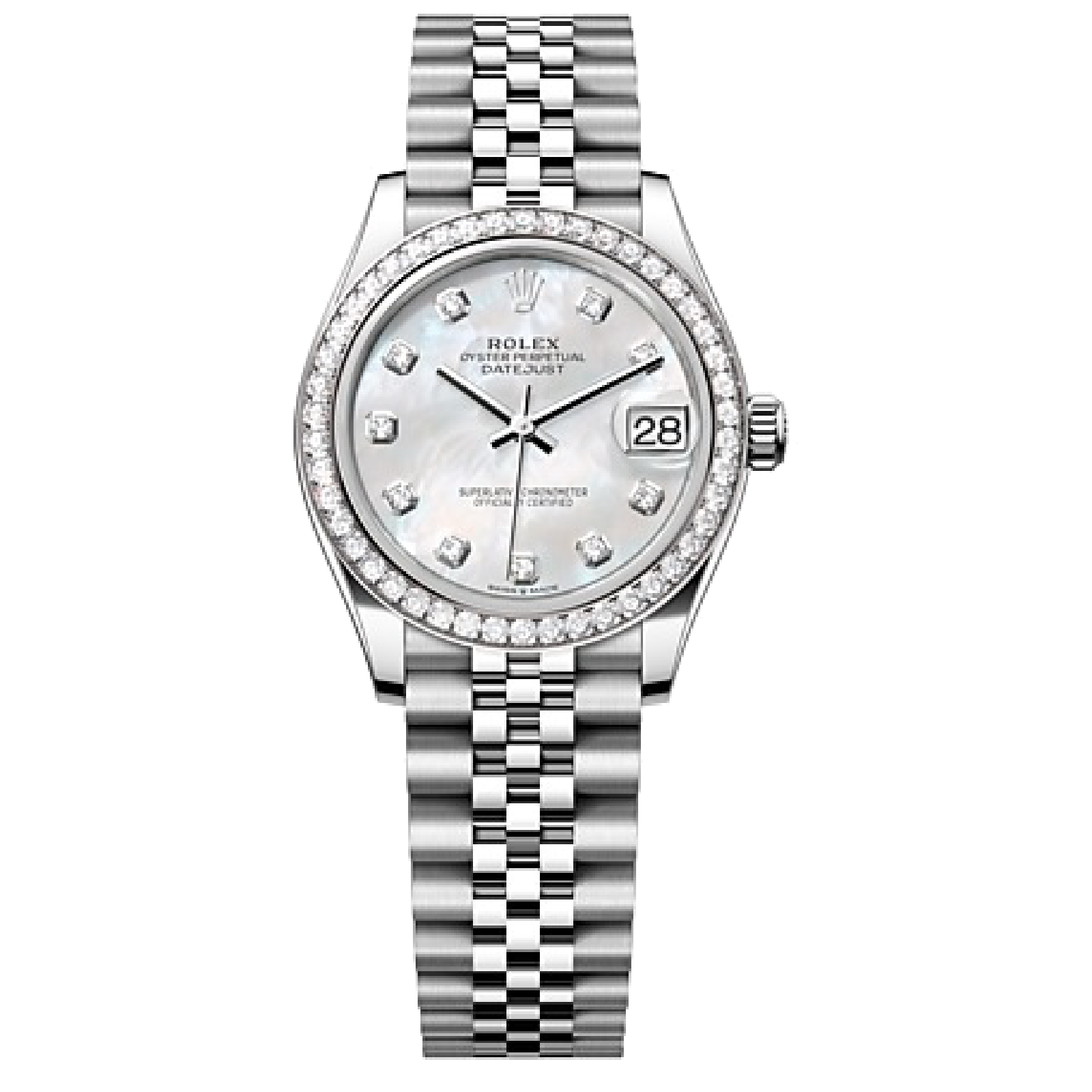 Rolex DATEJUST Oyster, 31 mm, Oystersteel, white gold and diamonds M278384RBR-0008