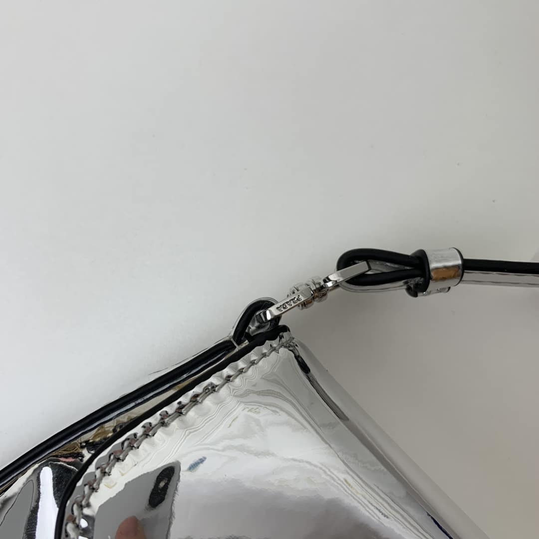 Prada Cleo Brushed Leather Shoulder Bag In Silver