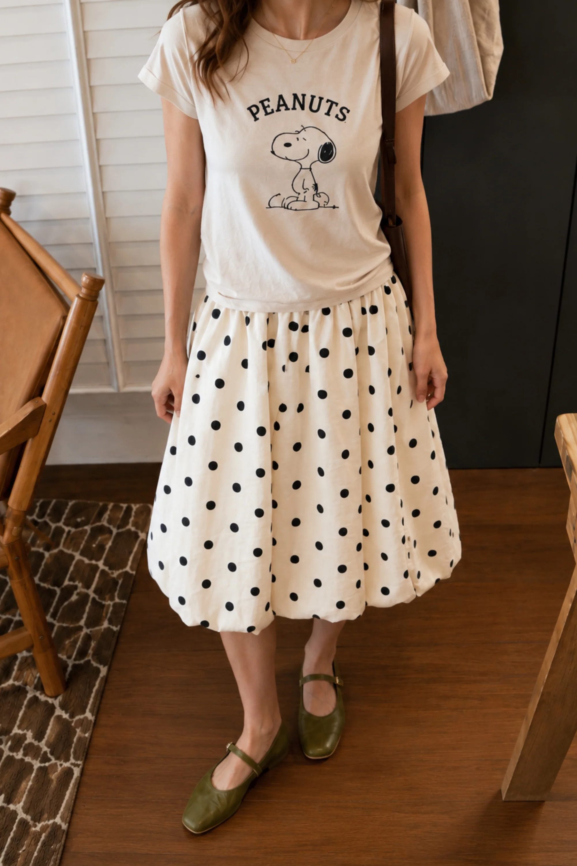 Ivory Polka Bubble Skirt