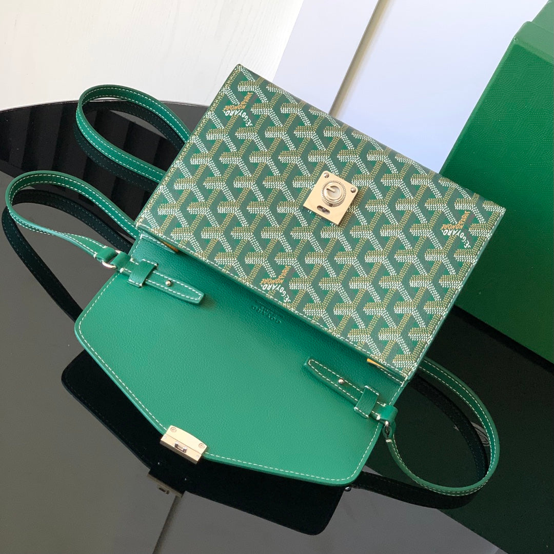 Goyard Chypre Wallet-Pouch 21 Cm Green Goyardine Canvas And Calfskin