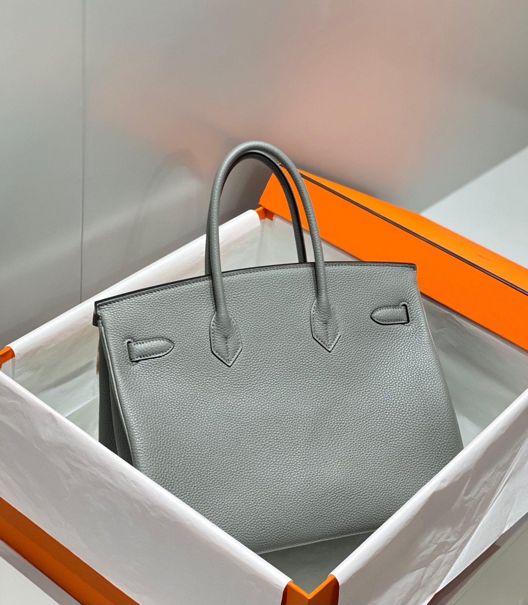Hermes Birkin 35Cm Medium Grey Togo Leather Gold Hardware