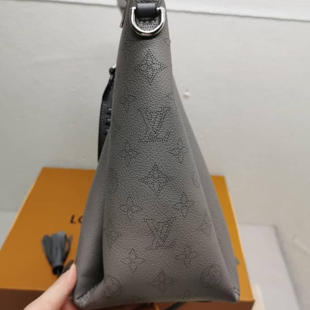 Louis Vuitton Haumea Mahina Leather Bag Dark Grey 30Cm