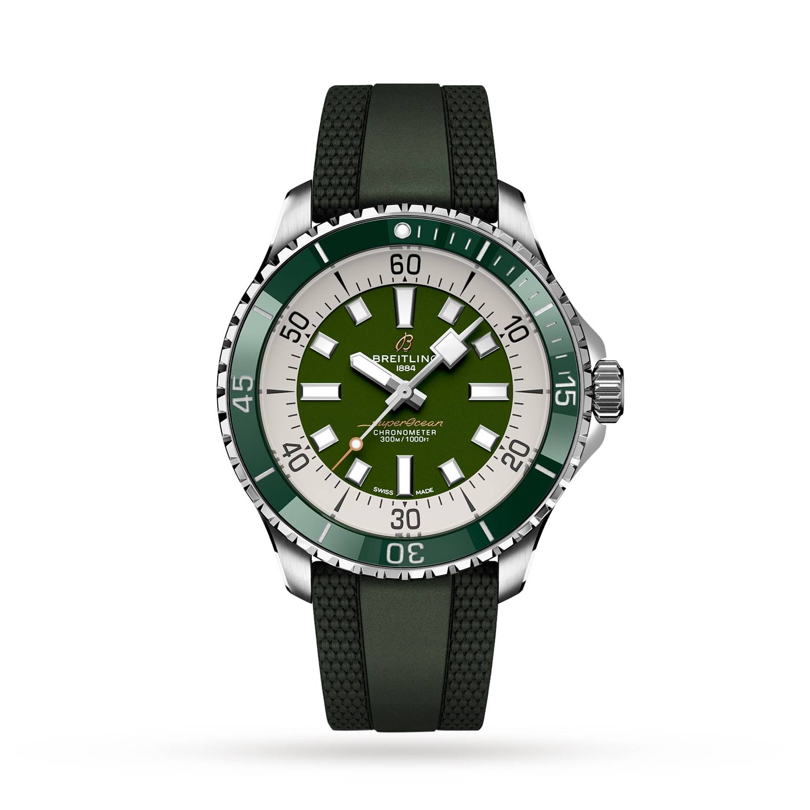 Breitling Superocean 44mm Mens Watch Green Rubber-P17532121