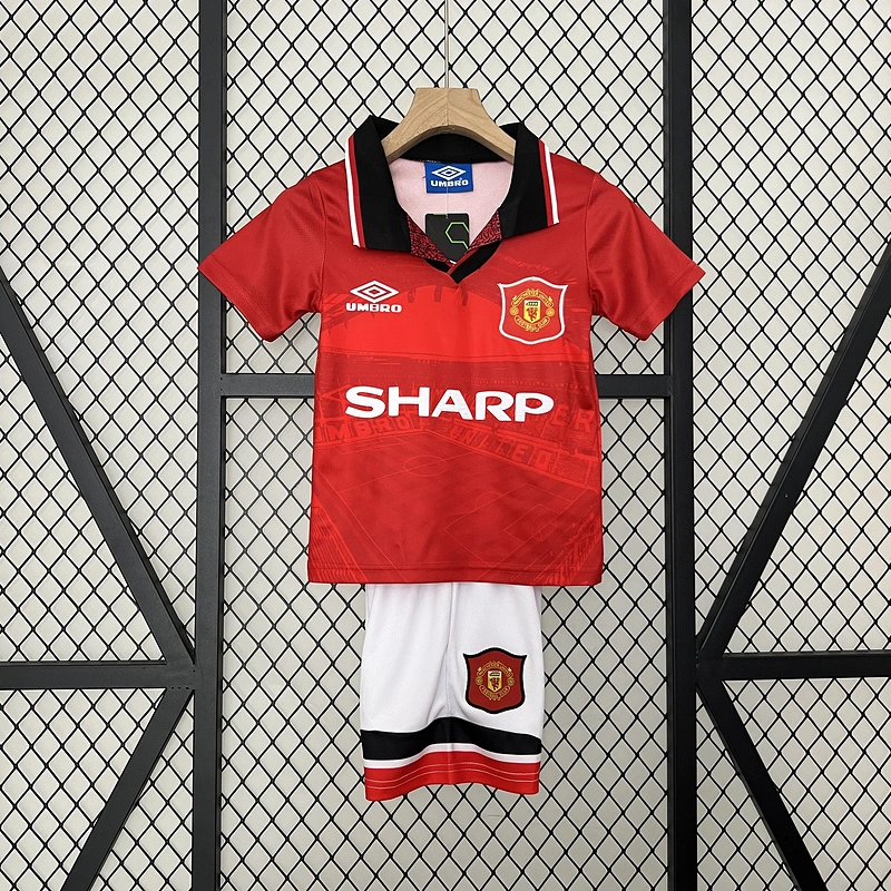 Retro Kids 1994-96 Kids Manchester United Home CANTONA HUGHES KEANE Football jersey retro