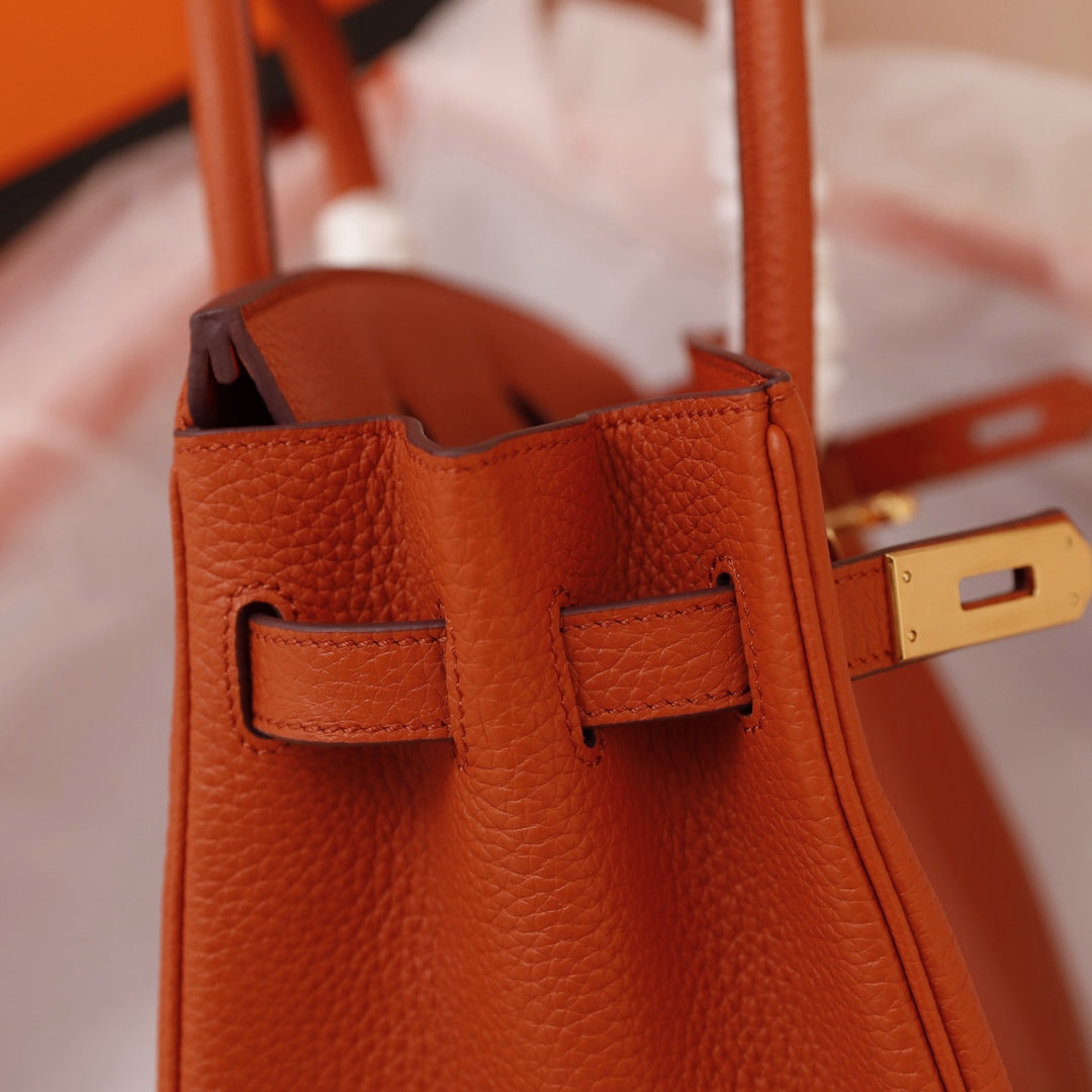Hermes Birkin Bag 35 Fire Togo Gold Hardware