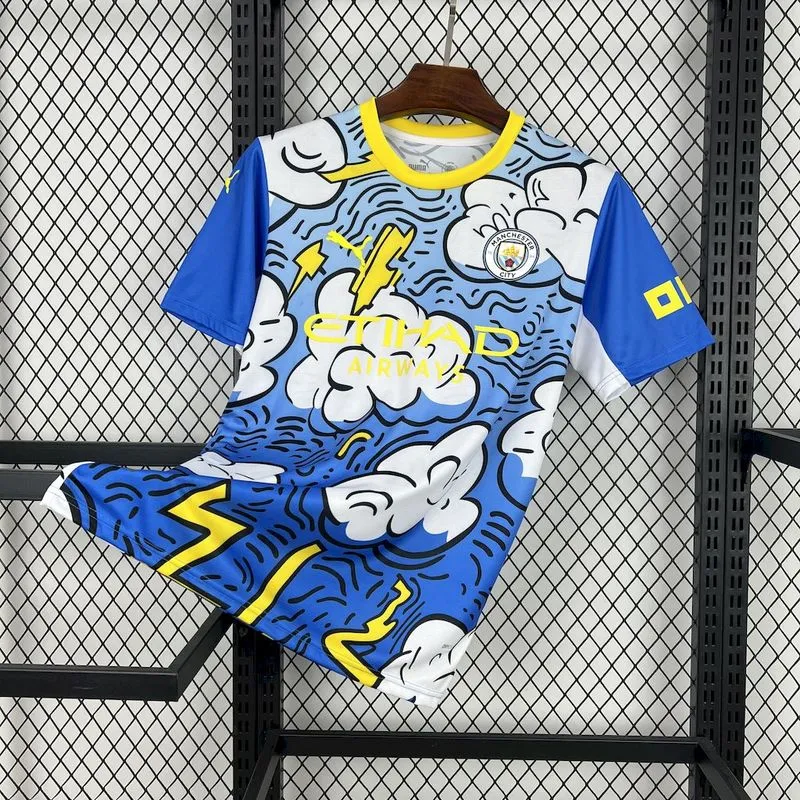 2025-26 Manchester City Concept version blue and white Football jersey