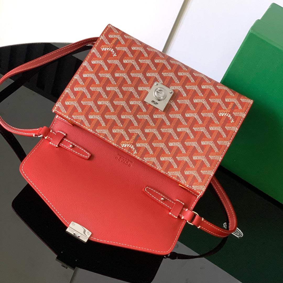 Goyard Chypre Wallet-Pouch 21cm Classic Red Goyardine Canvas And Calfskin