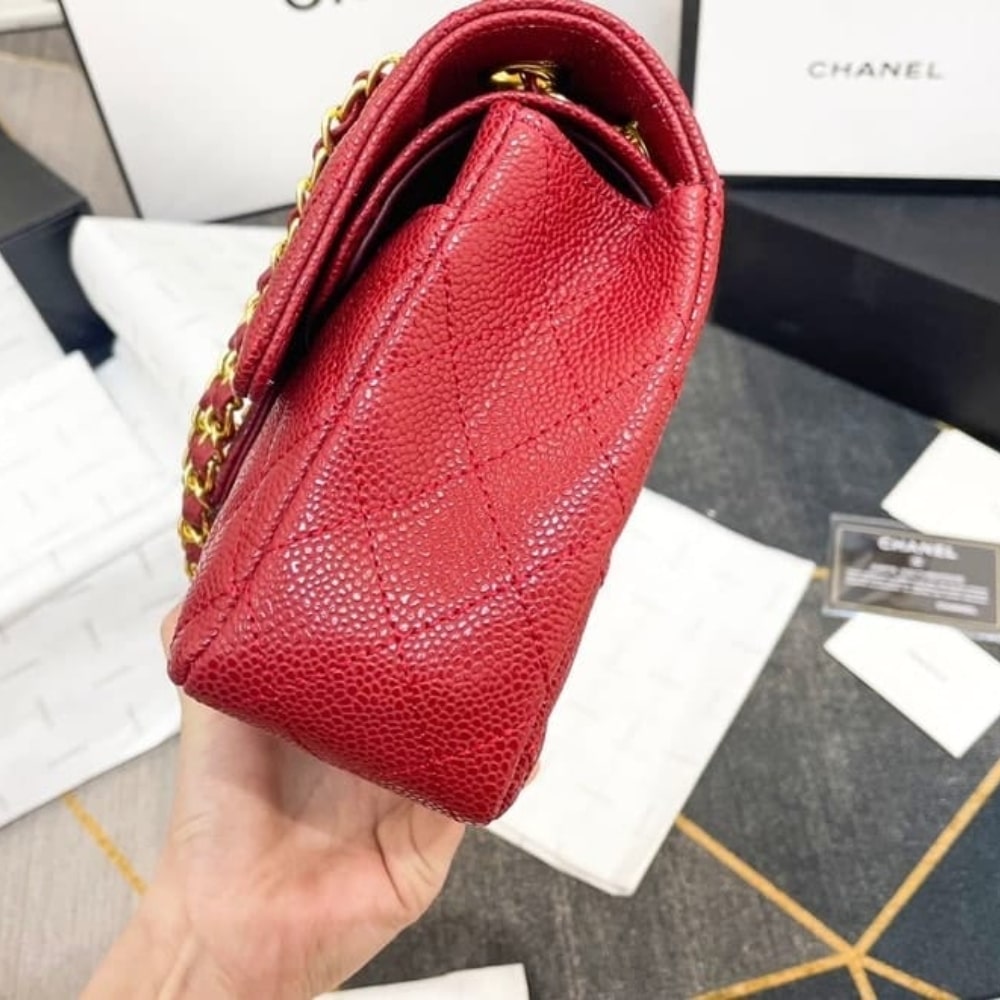 Chanel Medium Classic Flap Bag Dark Red Caviar 26Cm